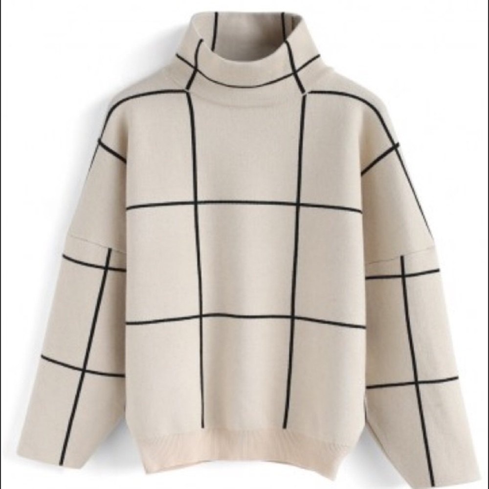 NWOT Beige grid sweater